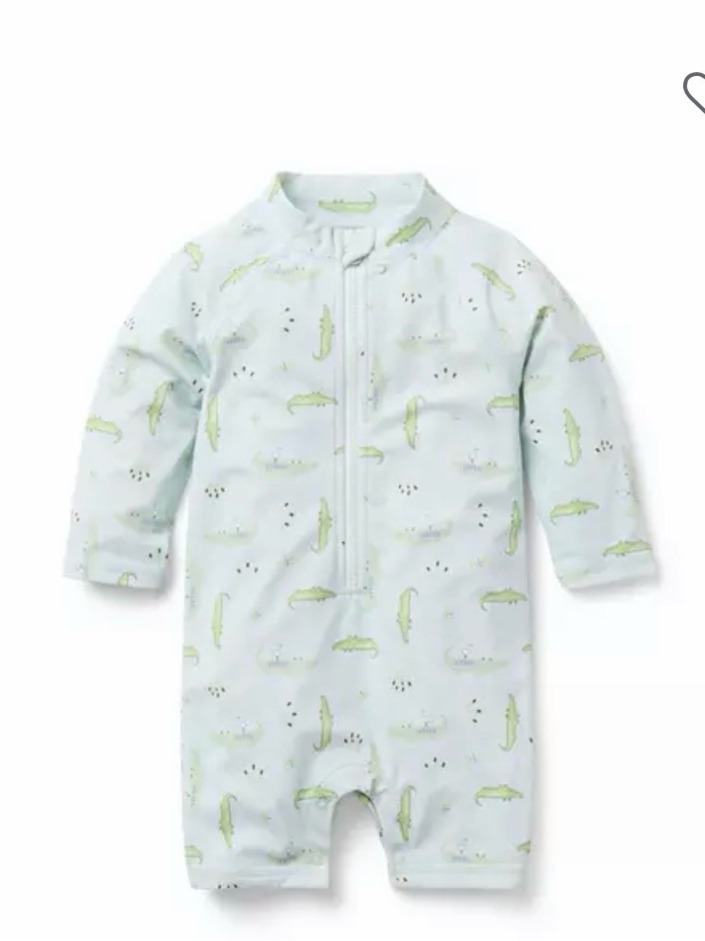Janie and Jack Light Blue Rashguard One-Piece with Green Alligator Print
